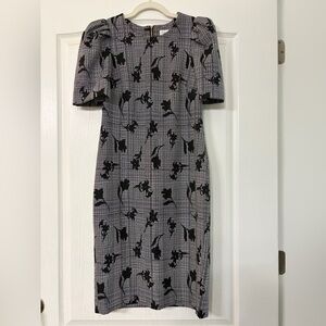Calvin Klein Black Floral Plaid Midi Dress